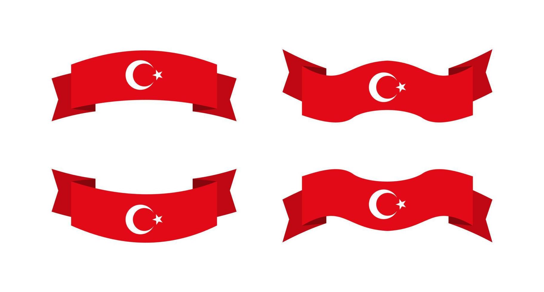 illustration of a turkey flag with a ribbon style. turkey flag vector set.