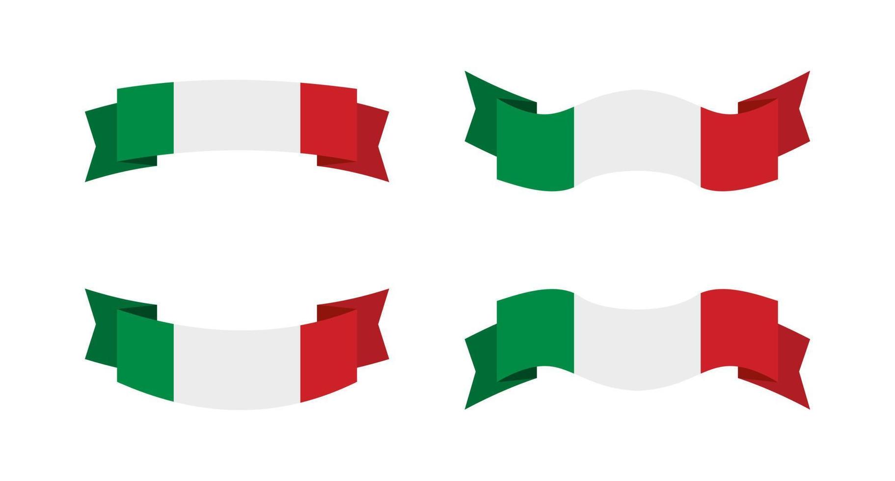 ilustración de una bandera de italia con un estilo de cinta. conjunto de vectores de bandera de italia.