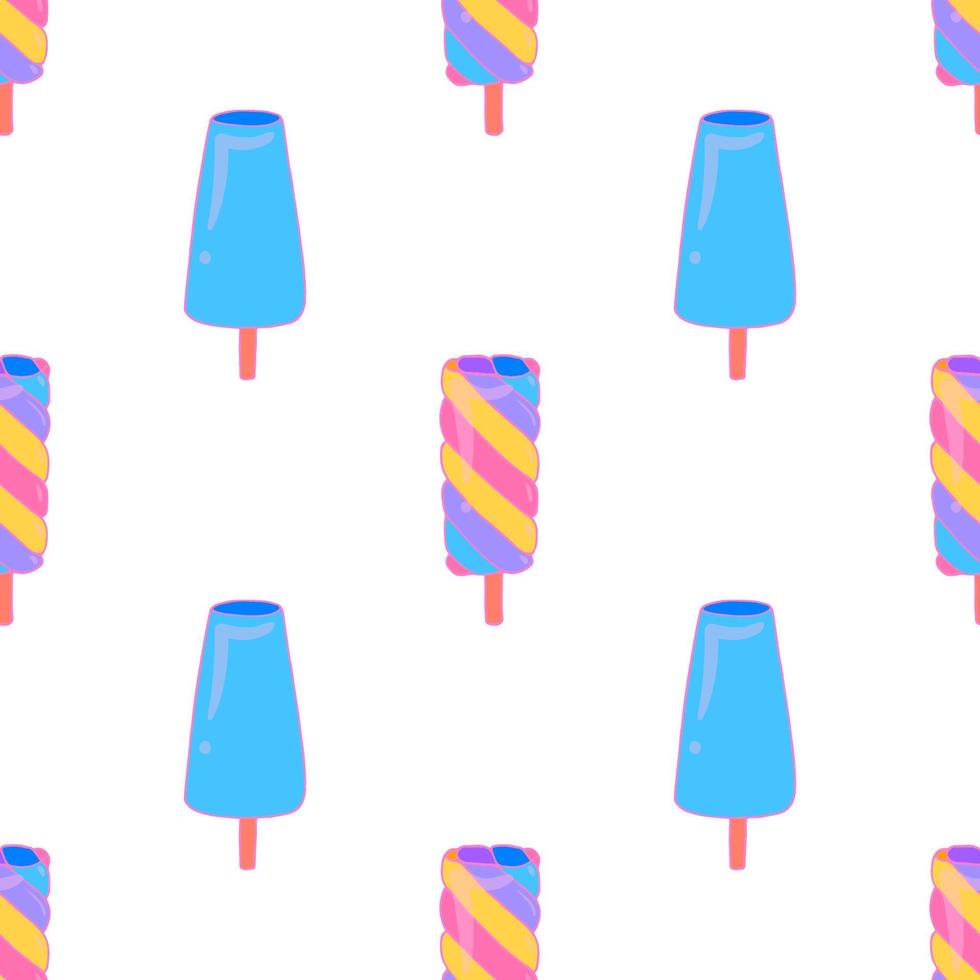 Fruit ice cream seamless pattern. Frozen juice. Cute vector illustration for wallpaper, fabric design.