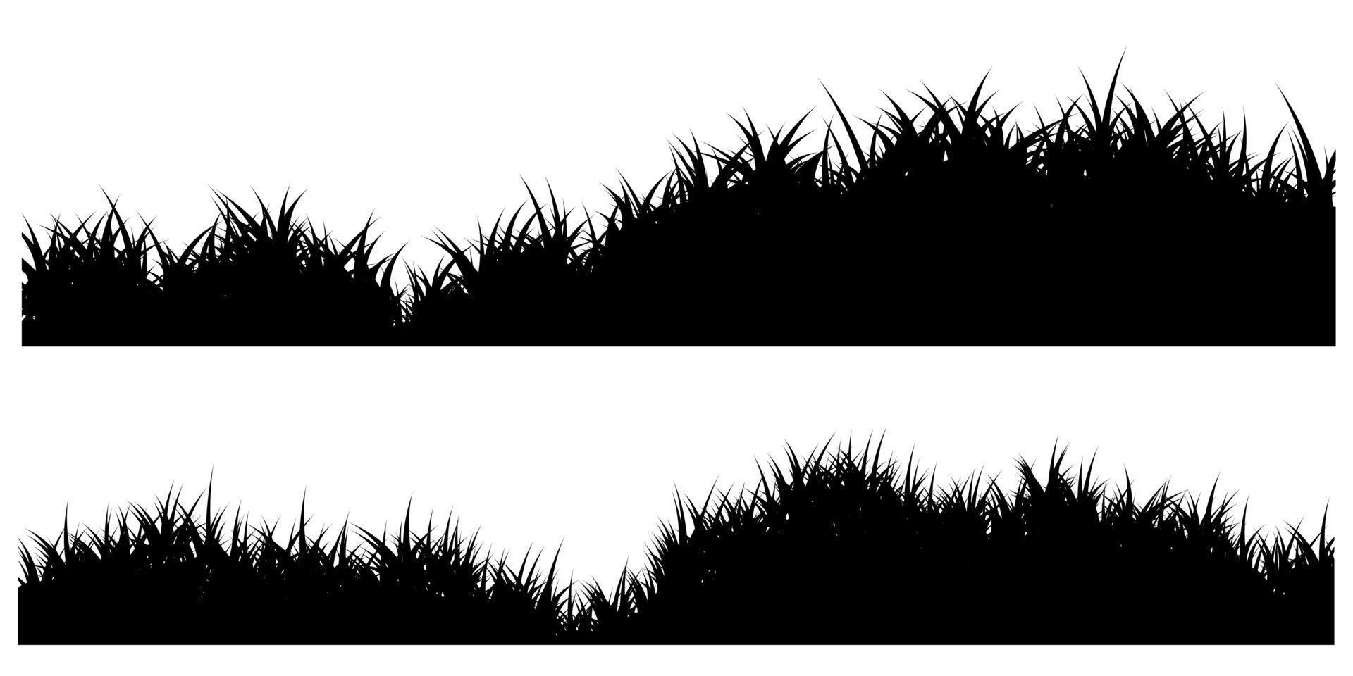 black grass silhouette for background or banner, grass border vector isolated