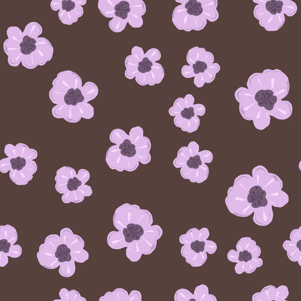 Floral pattern. Purple flowers on a dark background. Pattern for textiles, home decor, curtains, napkins. vector