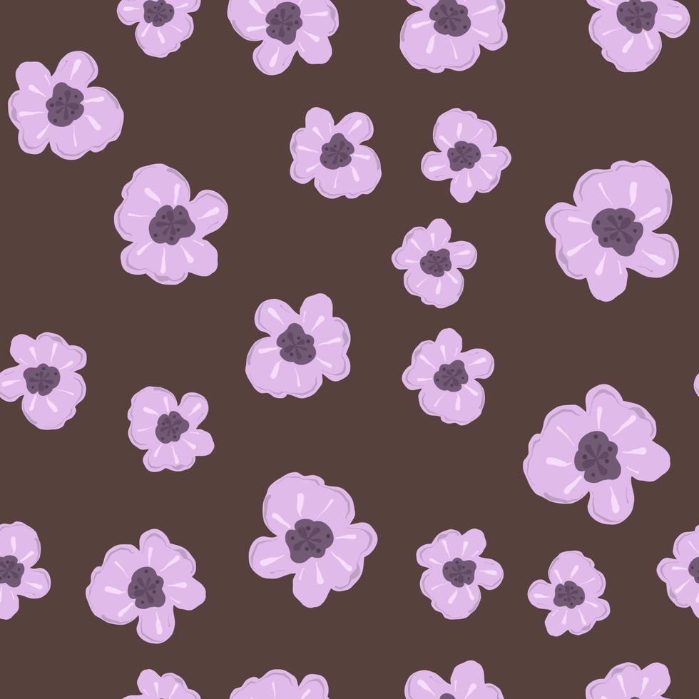 patrón floral. flores de color púrpura sobre un fondo oscuro. patrón para textiles, decoración del hogar, cortinas, servilletas. vector