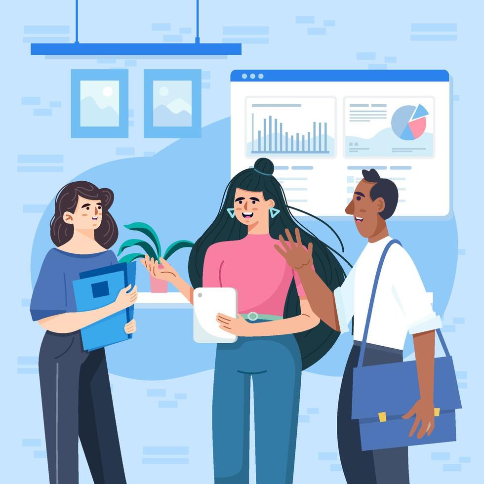 Business Man and Woman Having Discussion in Office vector