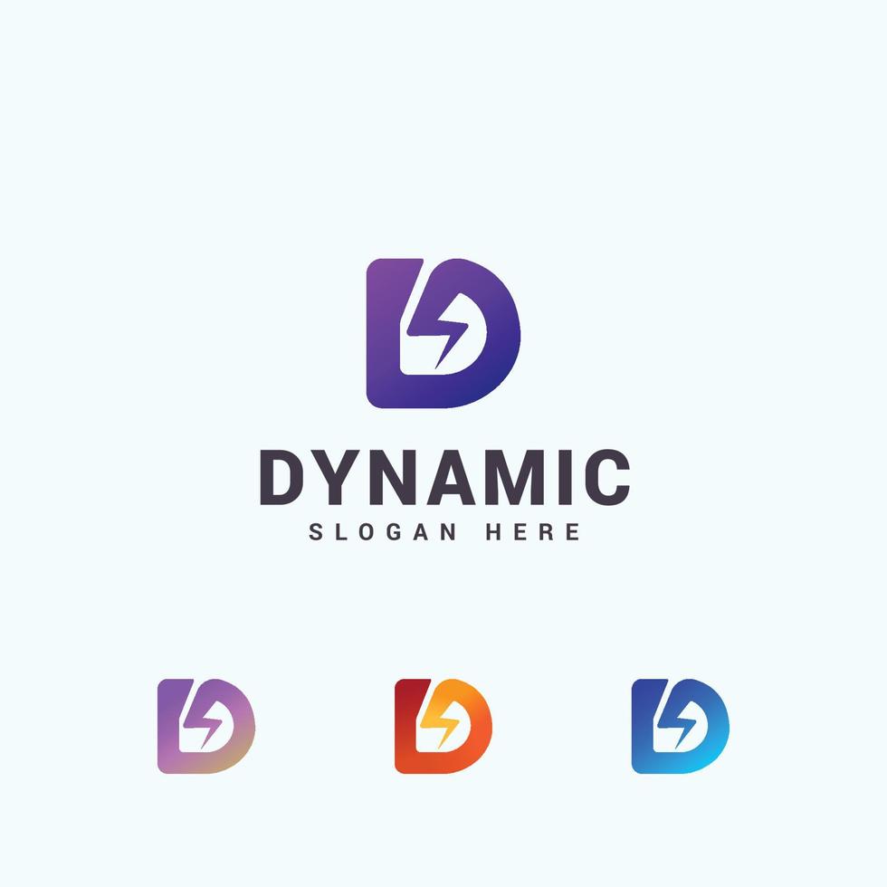 Letter D dynamic spark logo vector