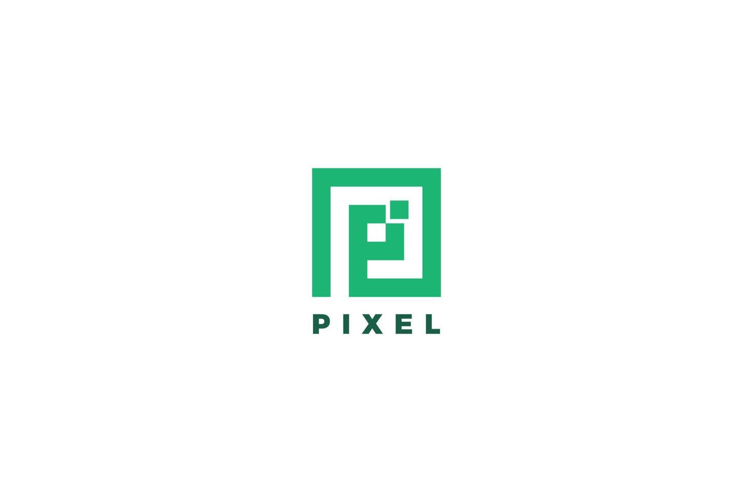Letter p pixel business logo design vector