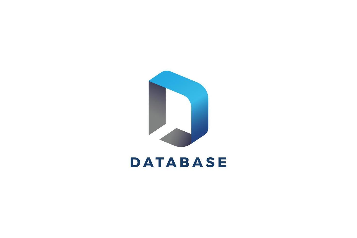 Letter D 3d cubic blue color technological business logo vector