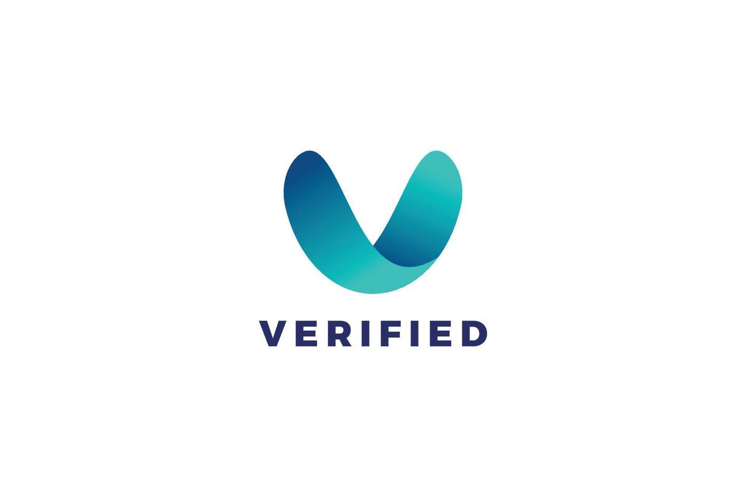 Letter V blue color 3d verified technological logo vector