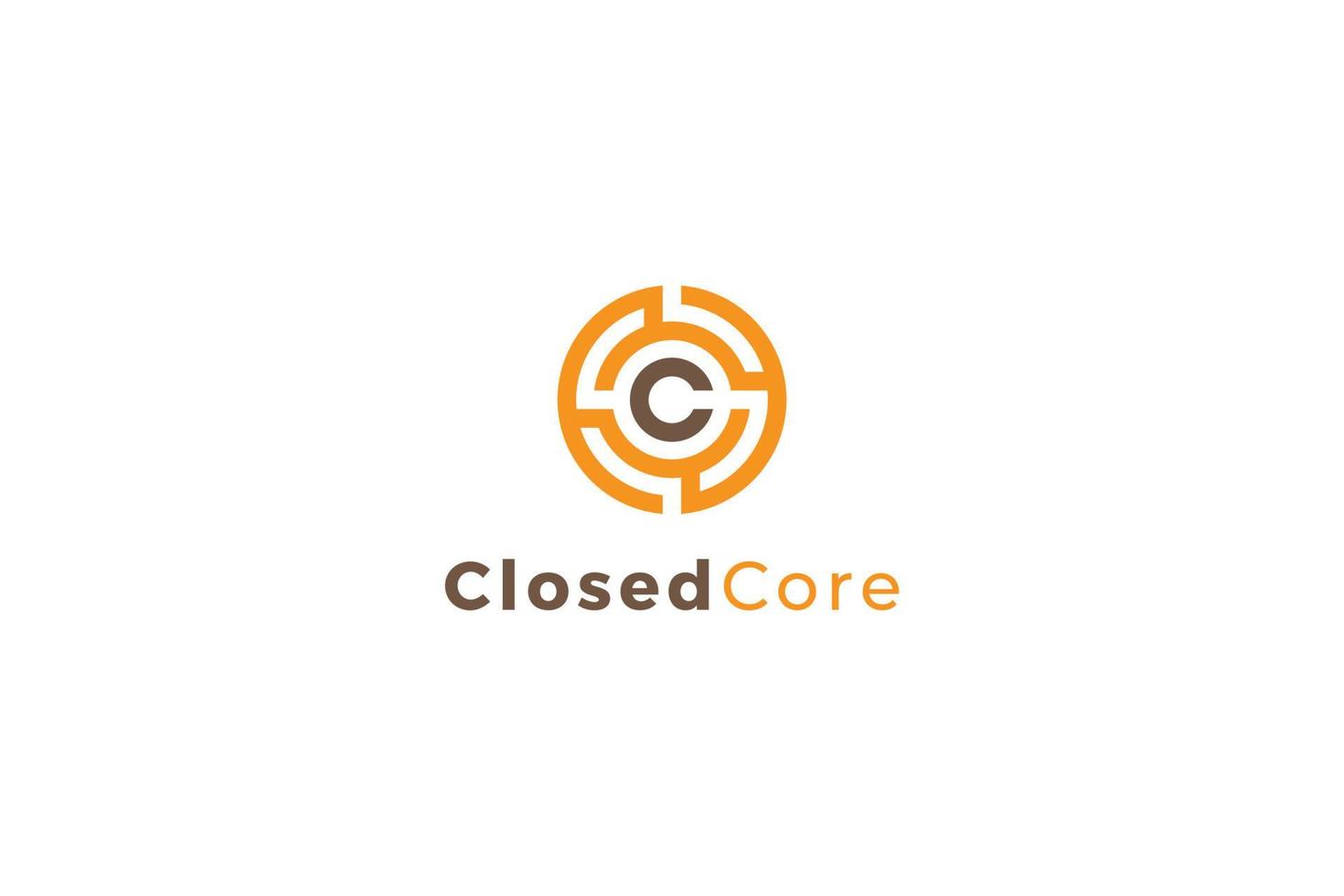 Letter c closed core abstract logo design vector