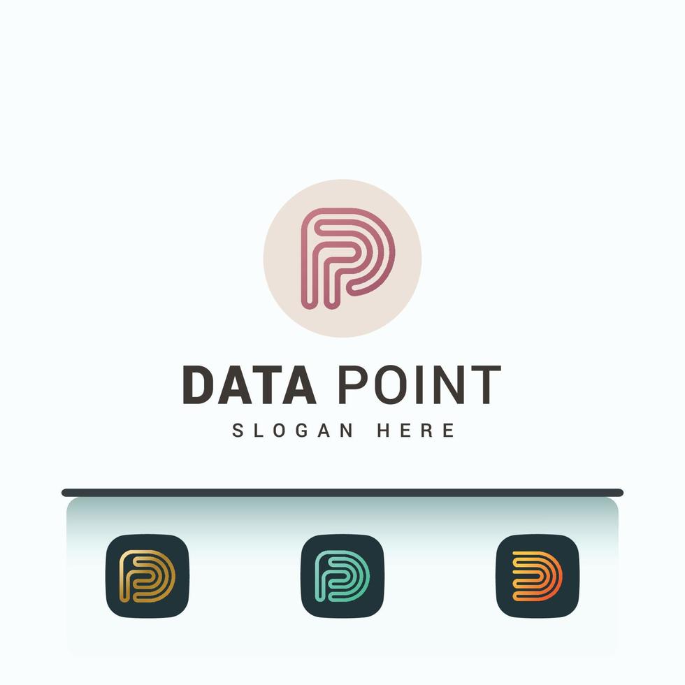 Letter DP line art technological logo vector