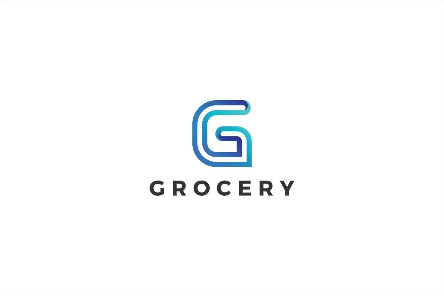 Letter G blue color grocery logo design vector