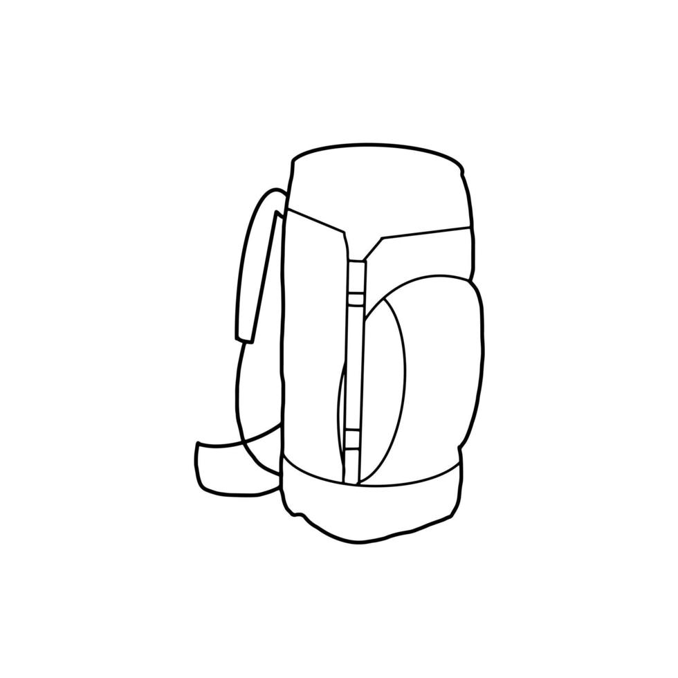 mochila para viajar y acampar doodle de línea orgánica dibujada a mano vector