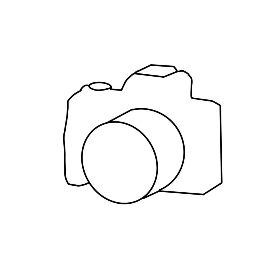 Camera for take a picture when travel and camping in a forest Hand drawn organic line Doodle vector