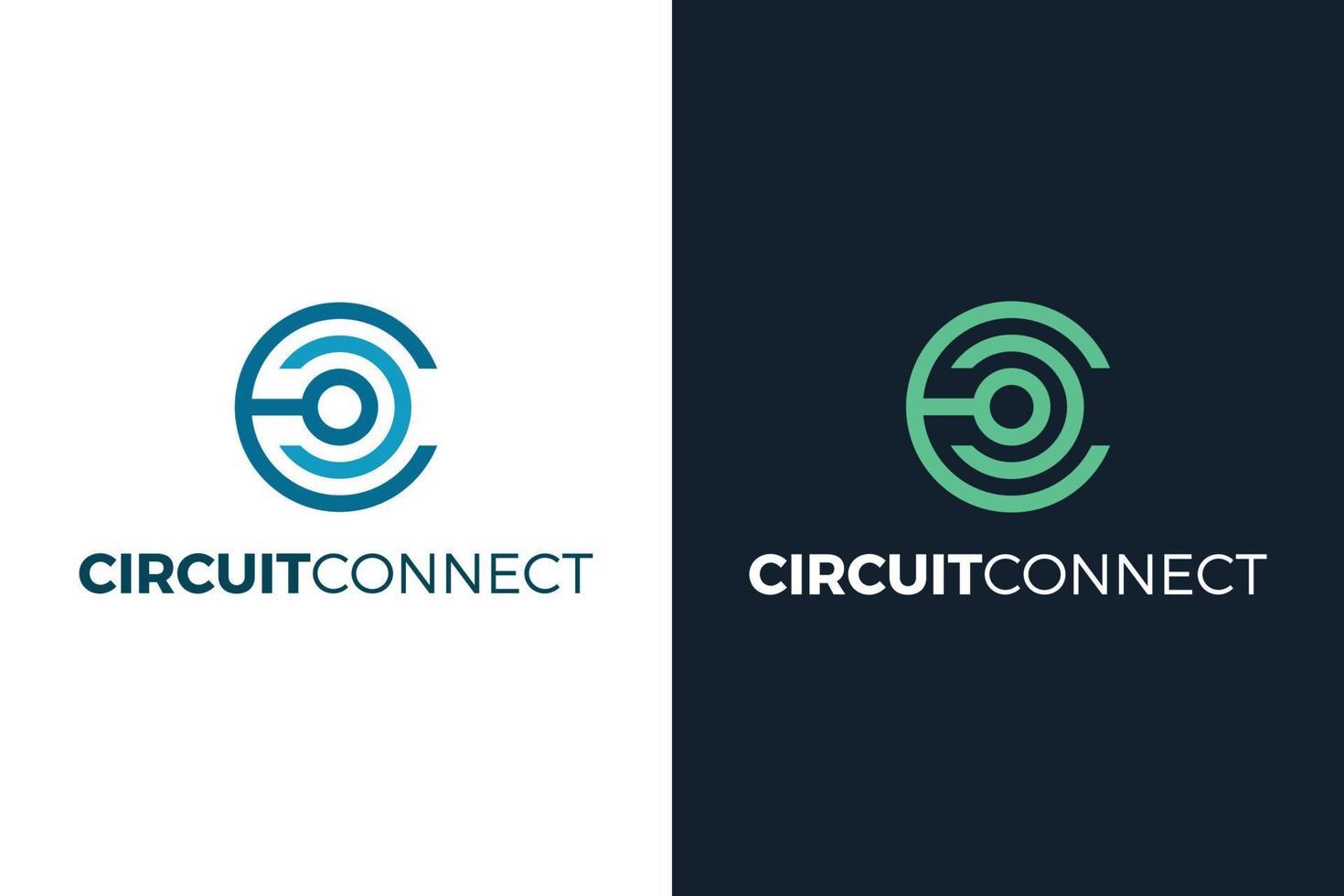 Letter c circuit connect technology logo vector