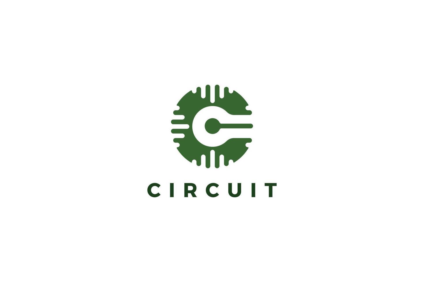 letra c circuito verde eco logo vector