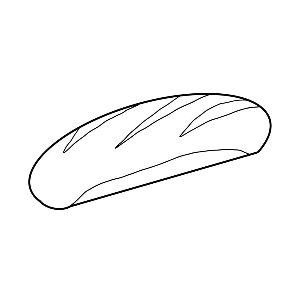 baguette panadería pan comida dibujado a mano garabato vector