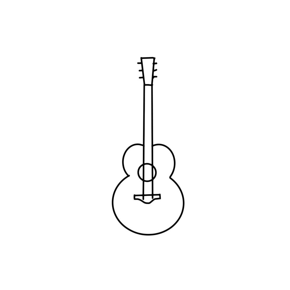 Guitar music instrument Hand drawn organic line Doodle vector