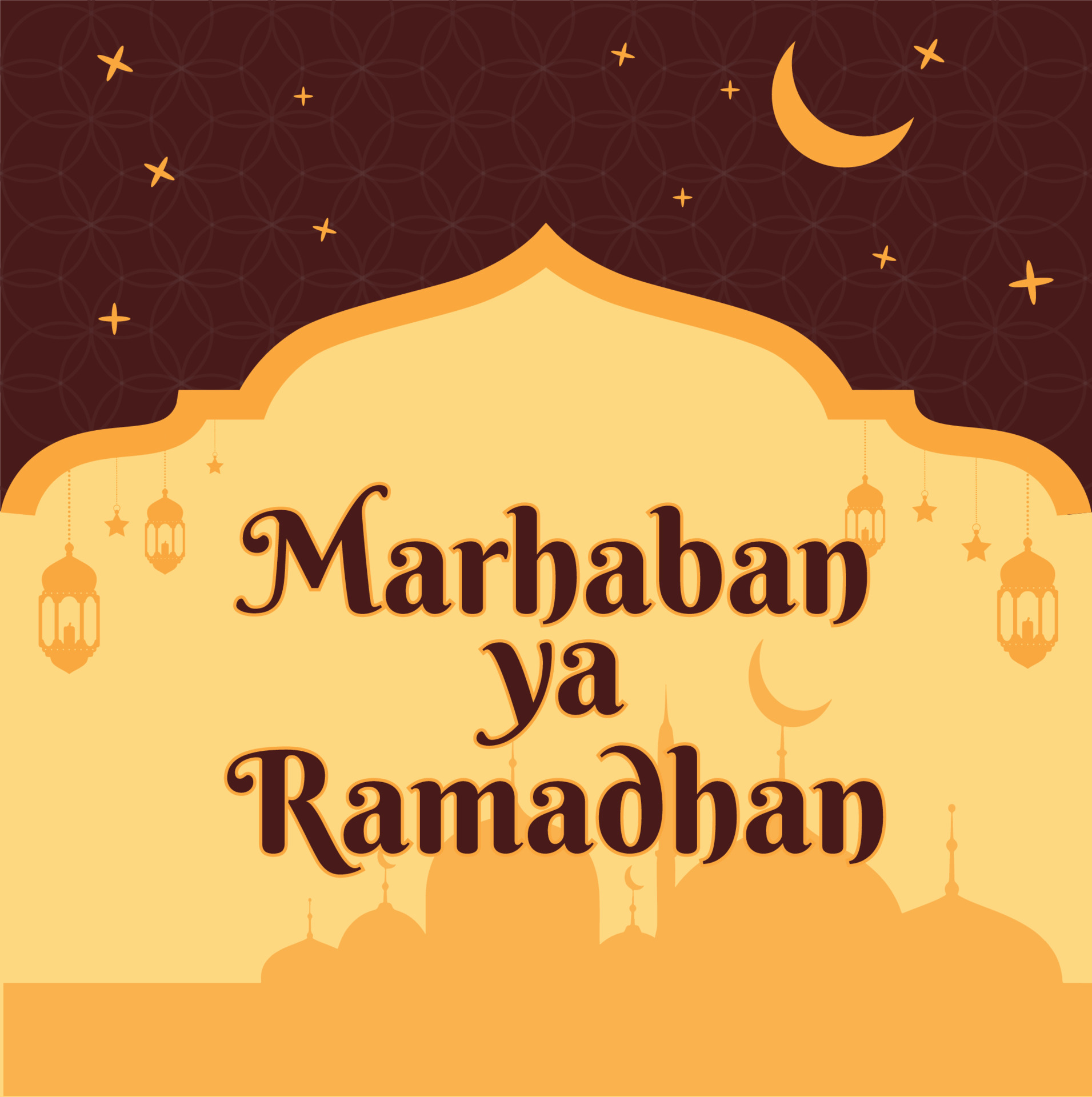 Marhaban Ramadhan Brown Greeting Template Vector Illustration 6870426