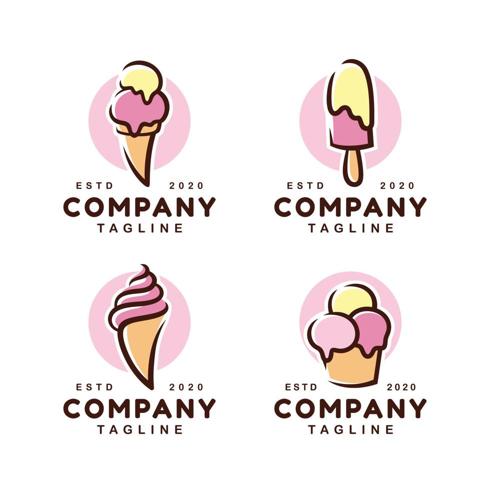 Ice cream gelato logo design template set vector