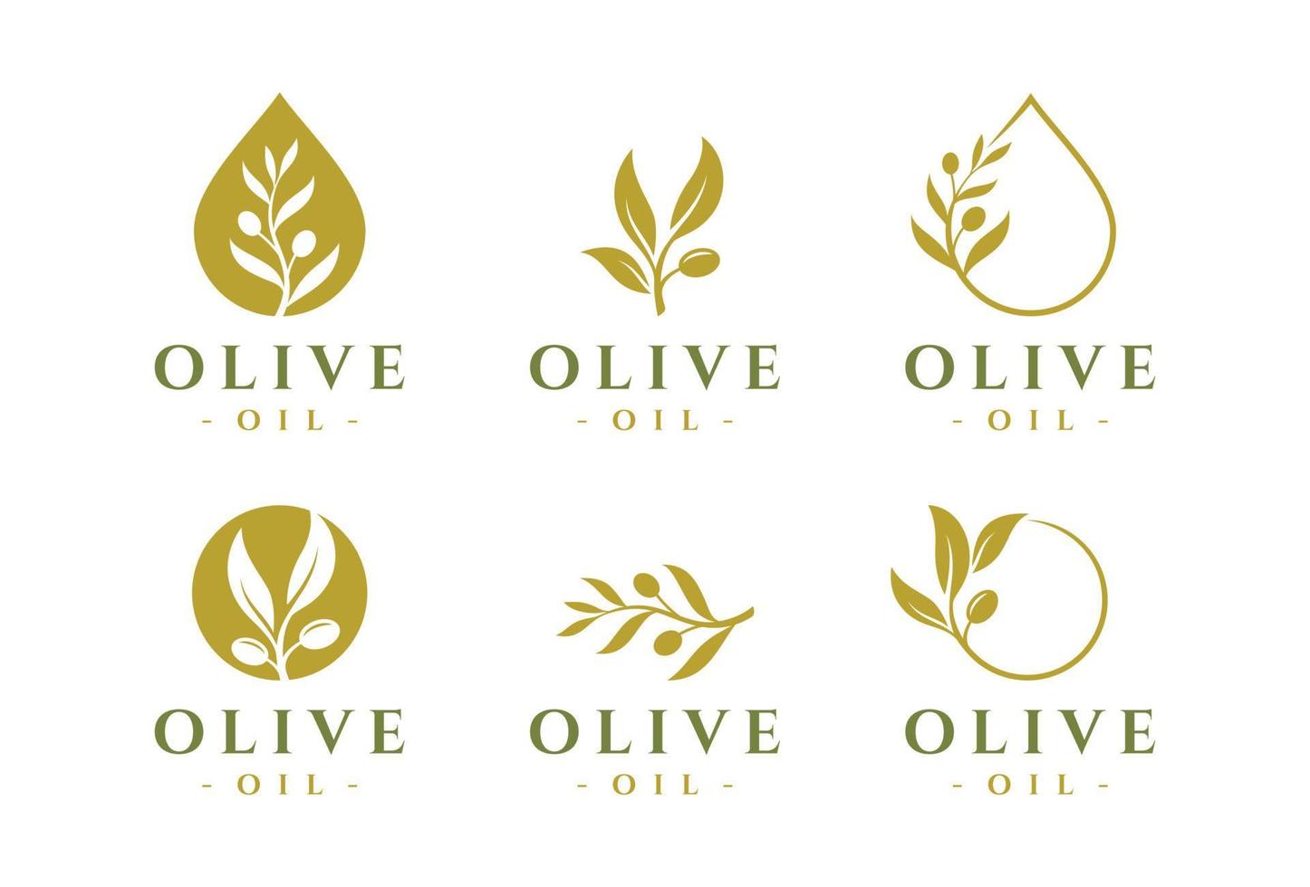 conjunto de plantillas de diseño de logotipo de aceite de oliva vector