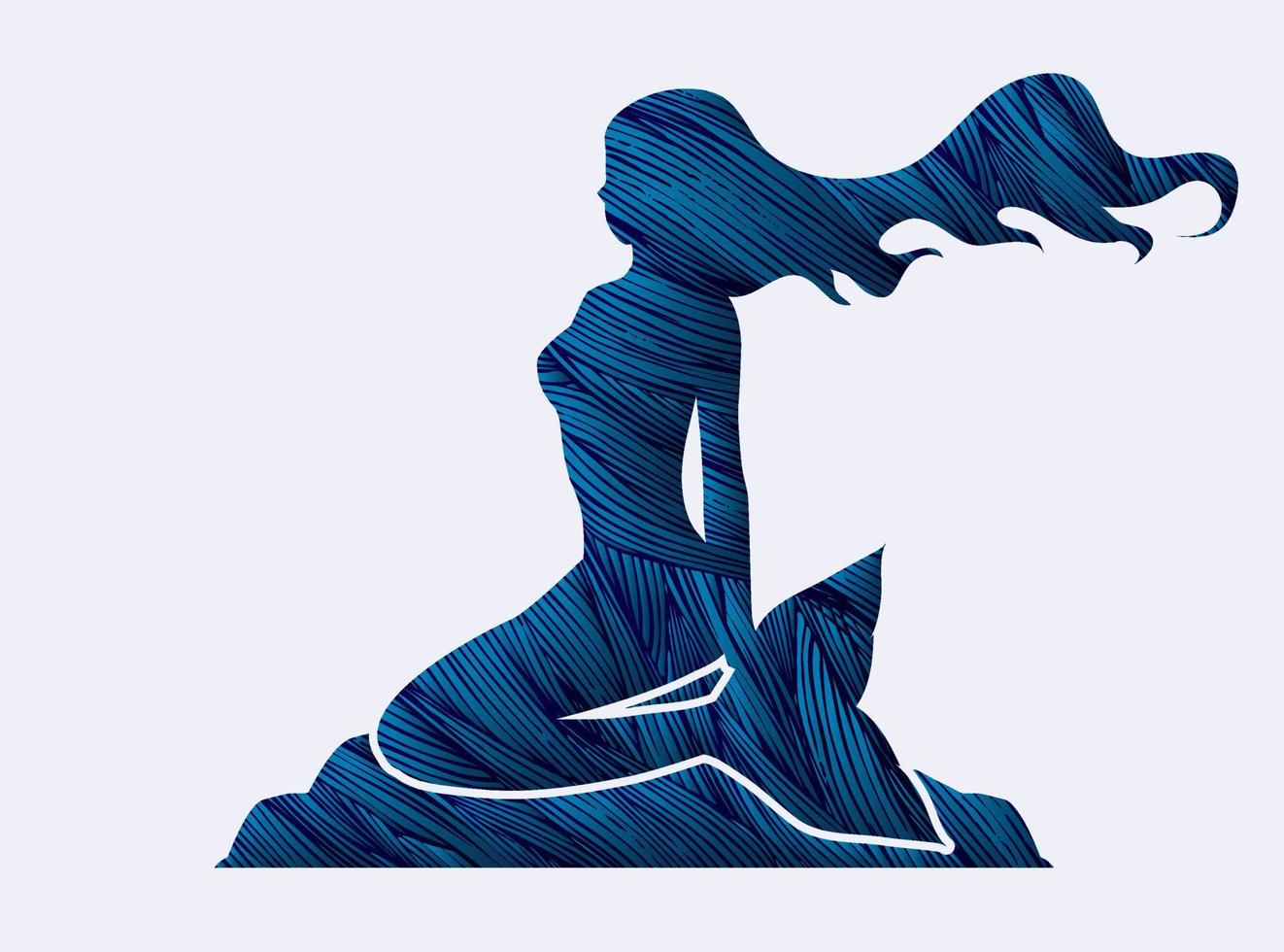 Mermaid Sitting on the Rock vector