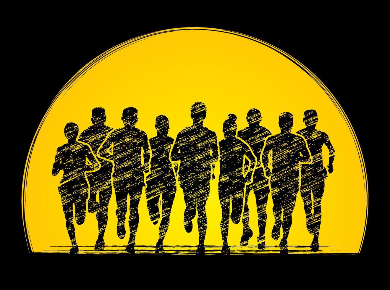 Group of People Running Marathon Runner vector