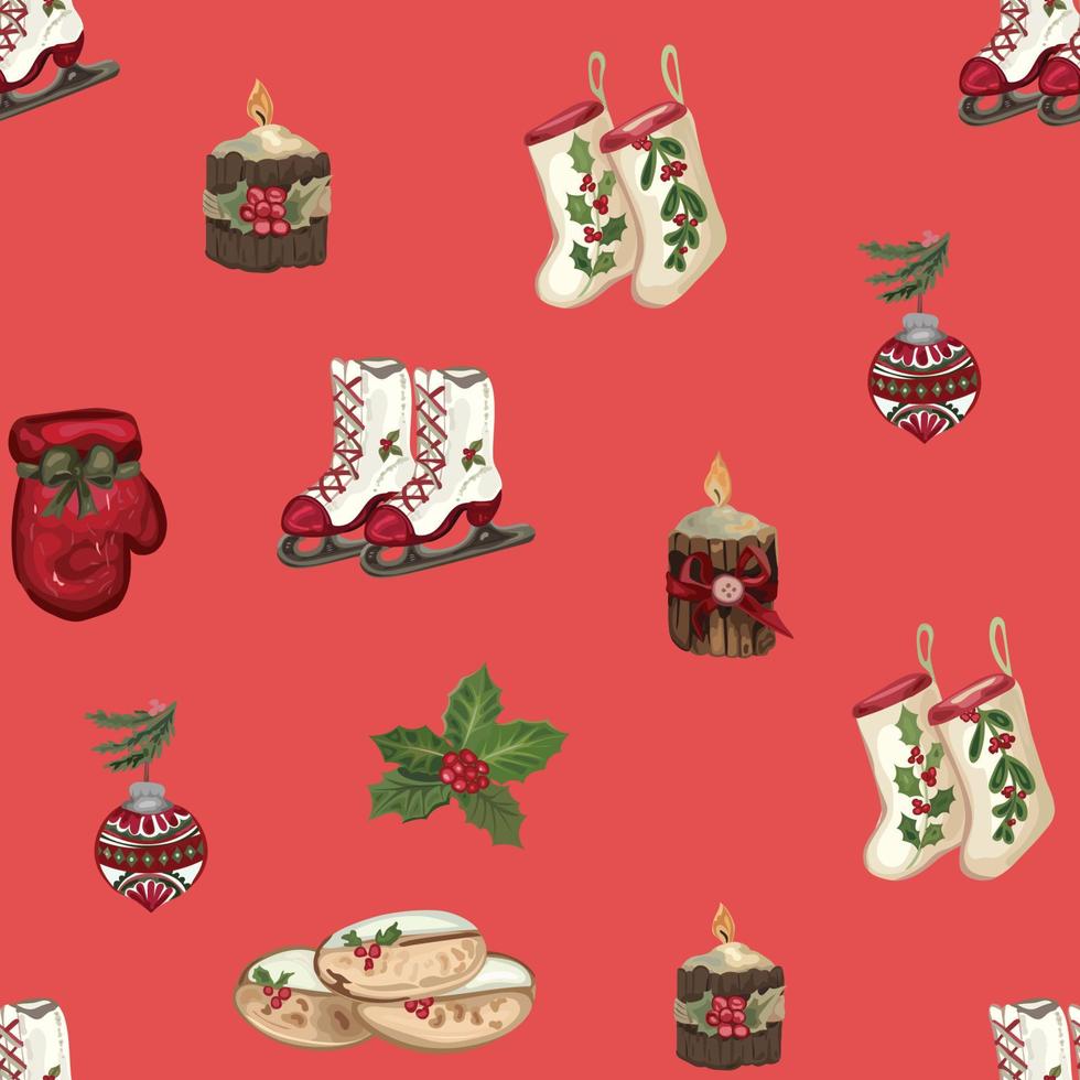 Christmas seamless pattern background. Vector illustration.