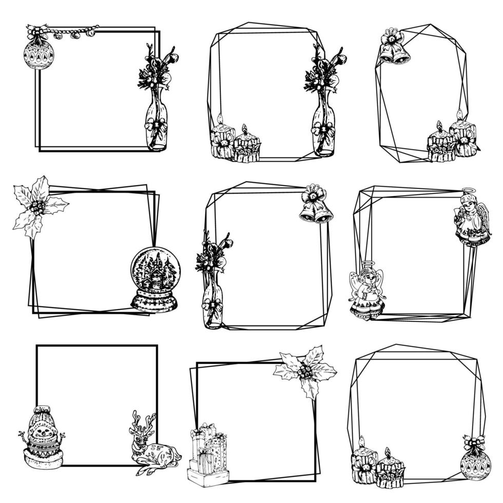 Beautiful Christmas Frames Various Designs Vector IllustrationsVector illustration.