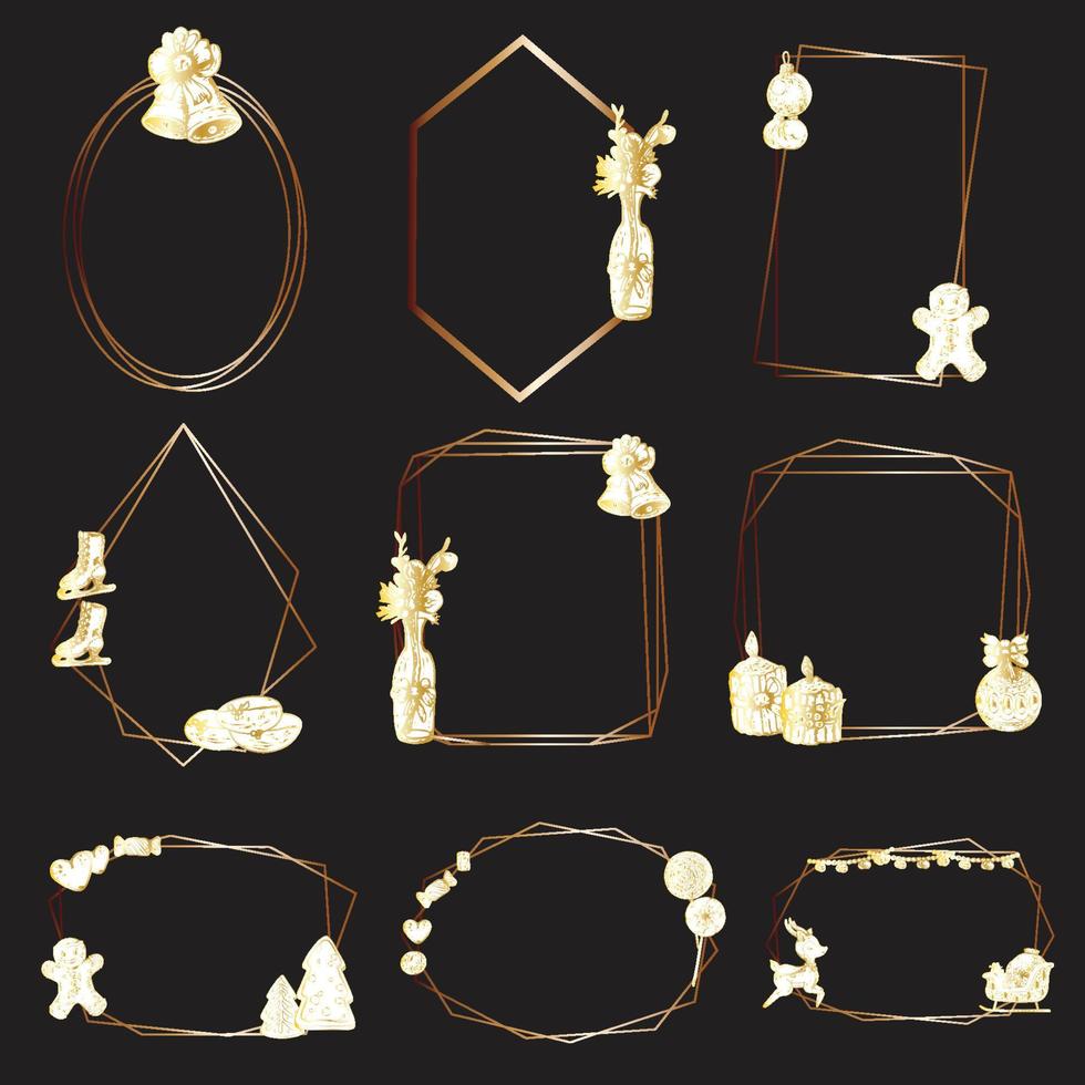 Beautiful Christmas Frames Various Designs Vector IllustrationsVector illustration.