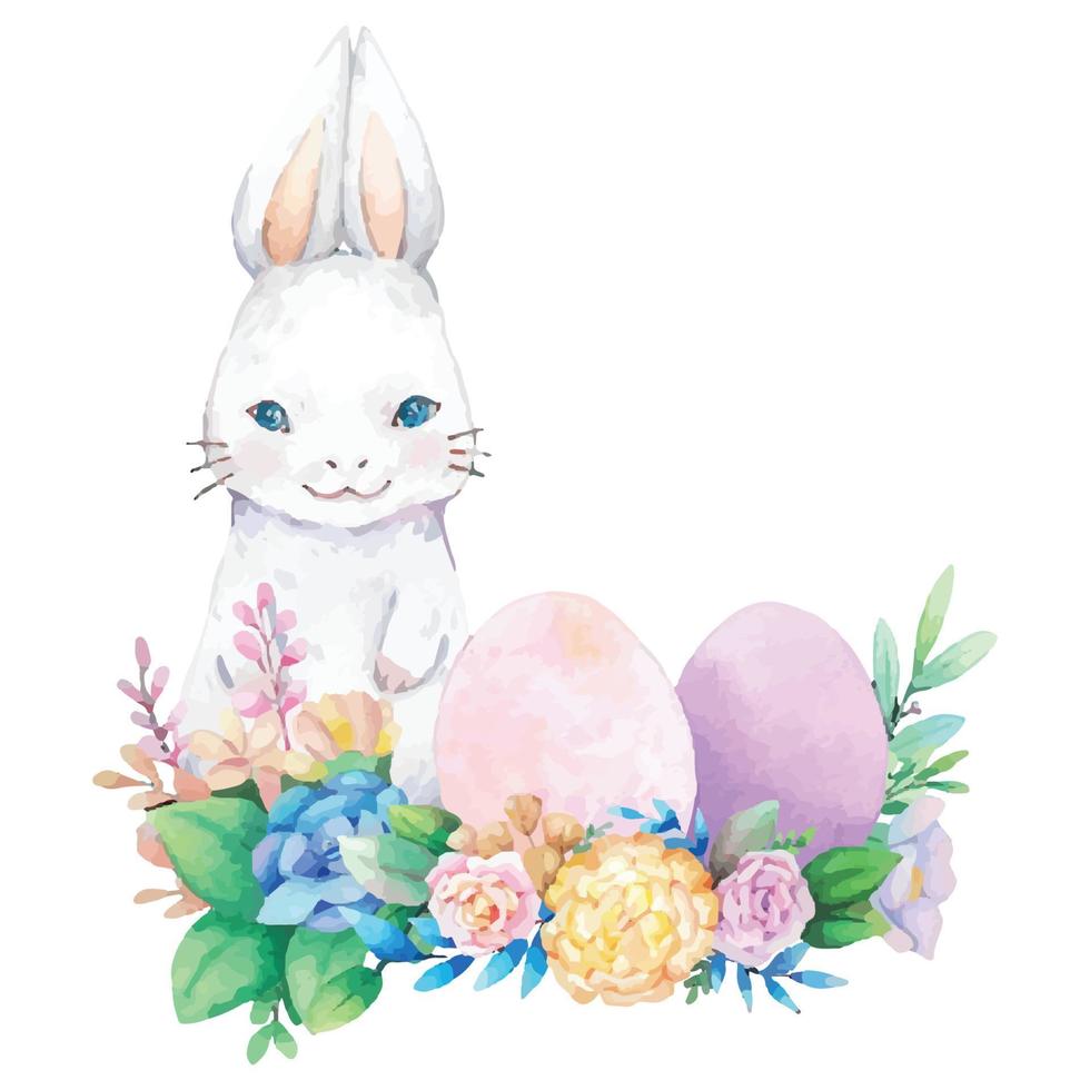 Hand drawn watercolor happy easter for design. Vector illustration.