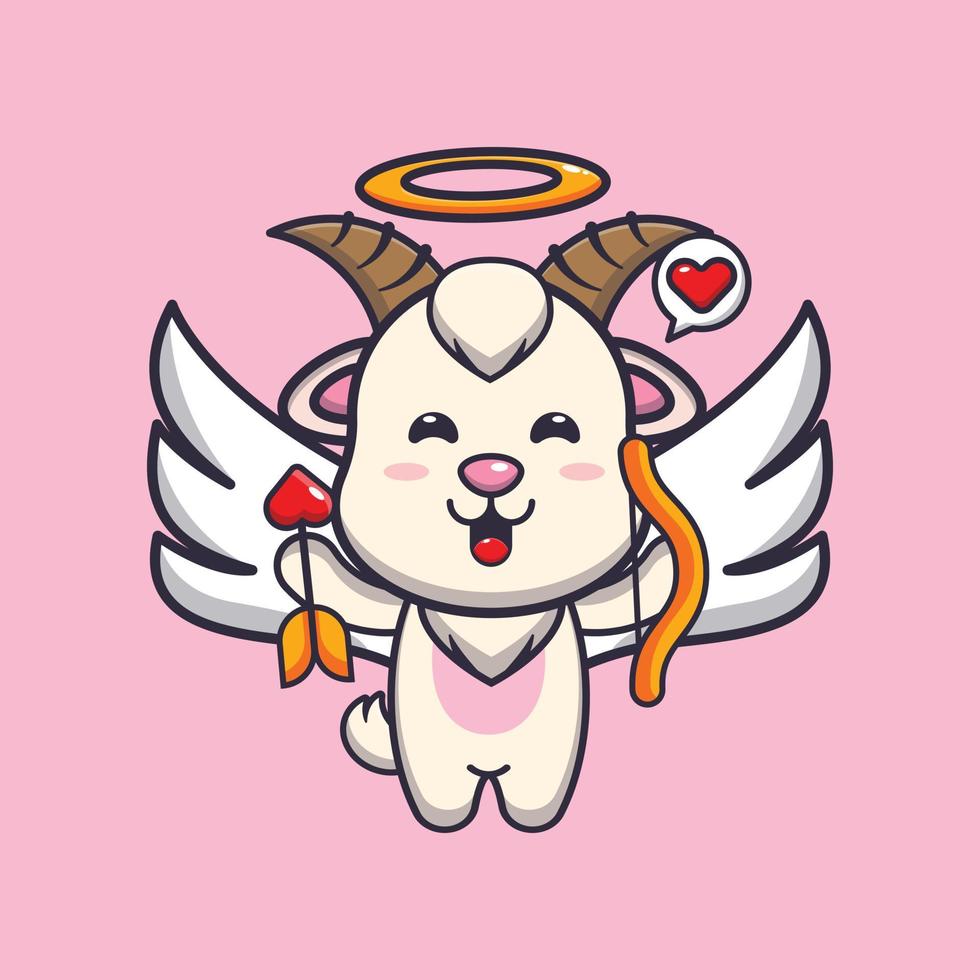 cute goat cupid cartoon character holding love arrow vector