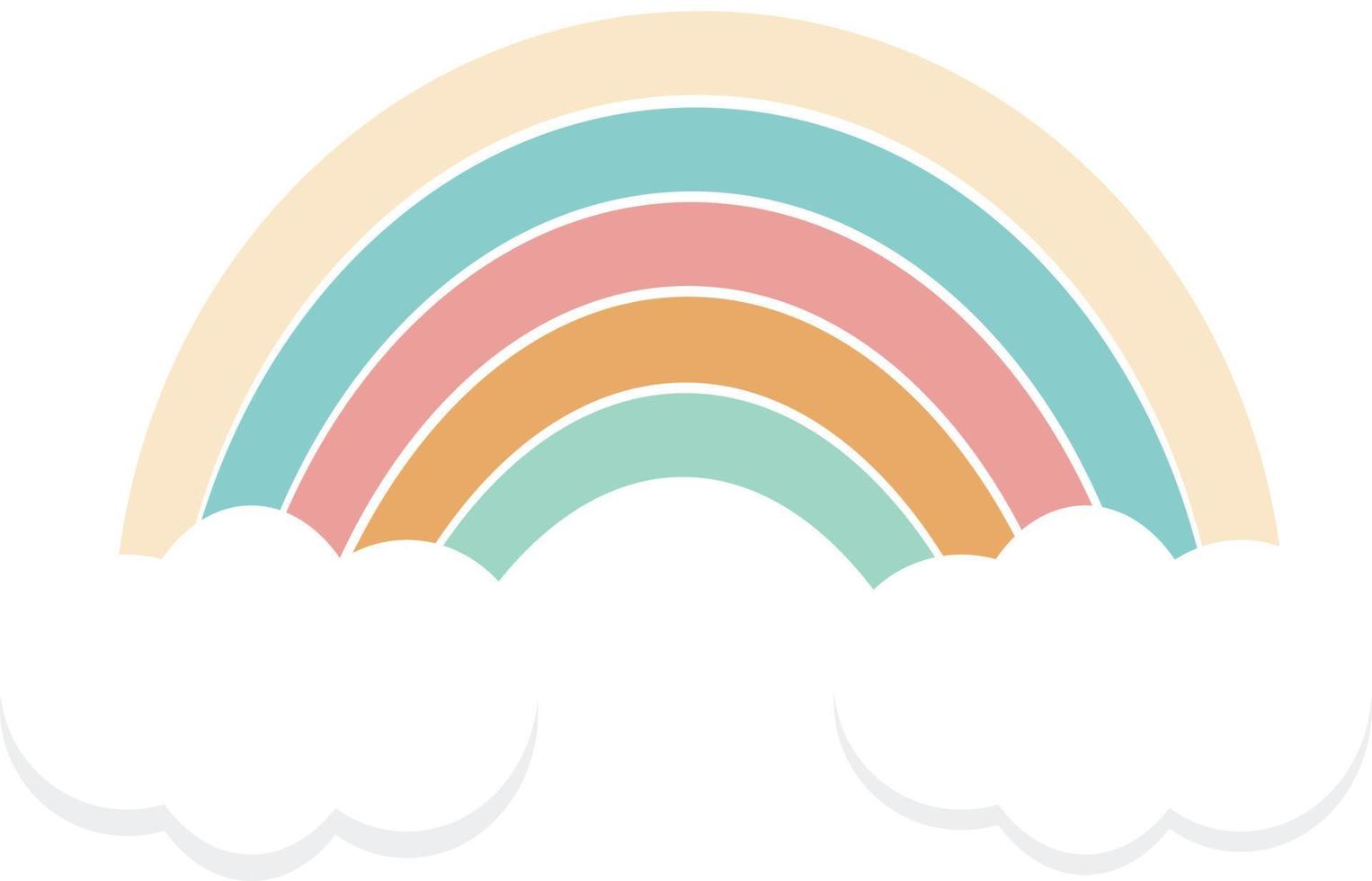 ilustración vectorial nube y arco iris pastel vector