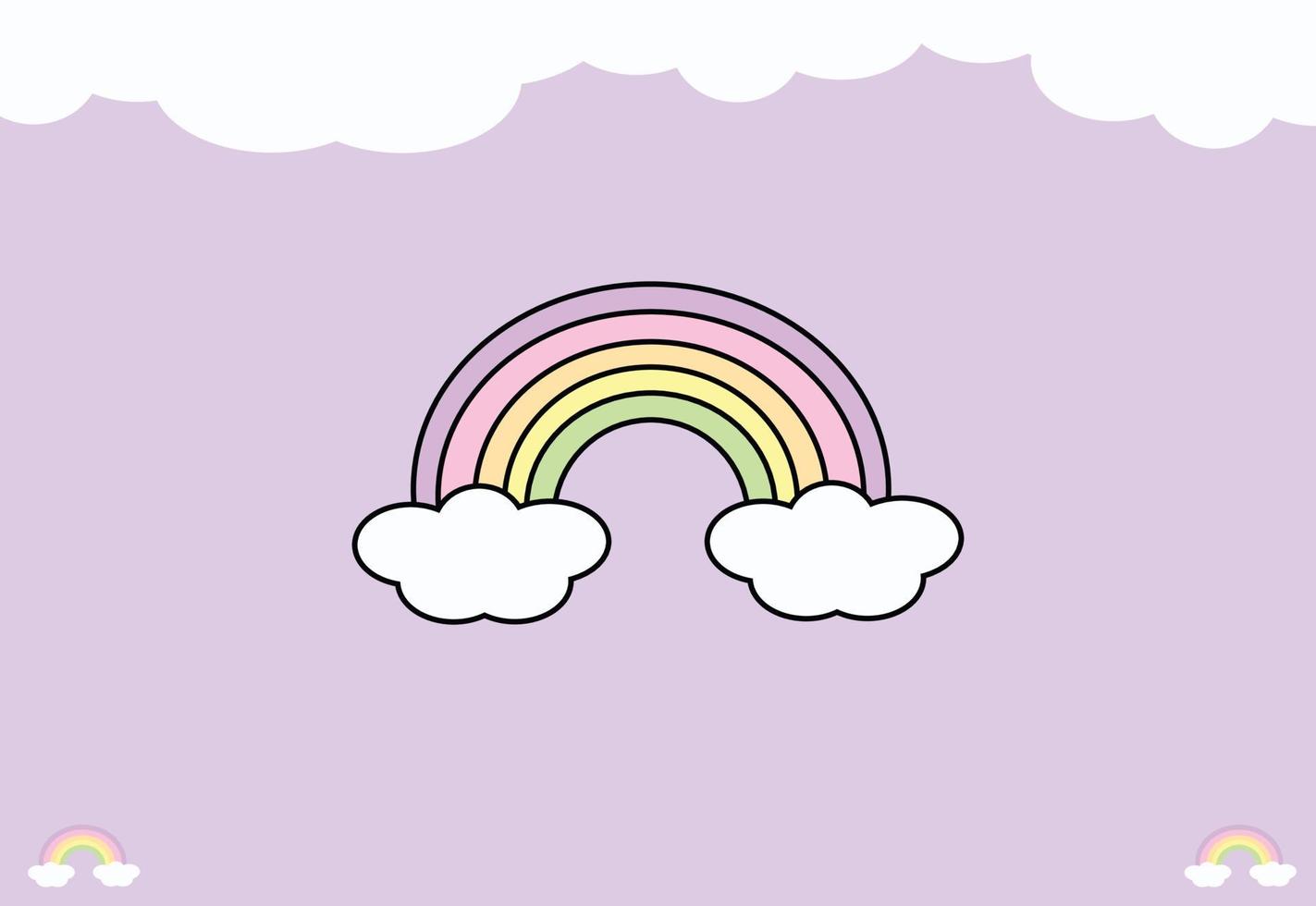 Cute Colorful Pastel Rainbow with Lilac Background for Desktop Background vector