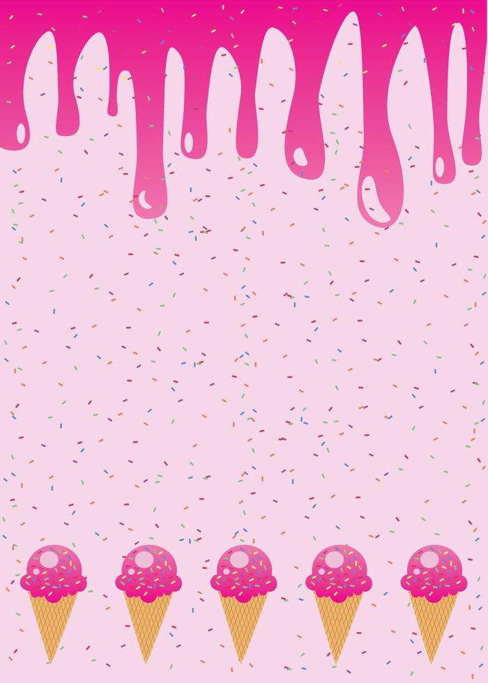 Pink Ice Cream Cone Background Suitable for Phone Background vector