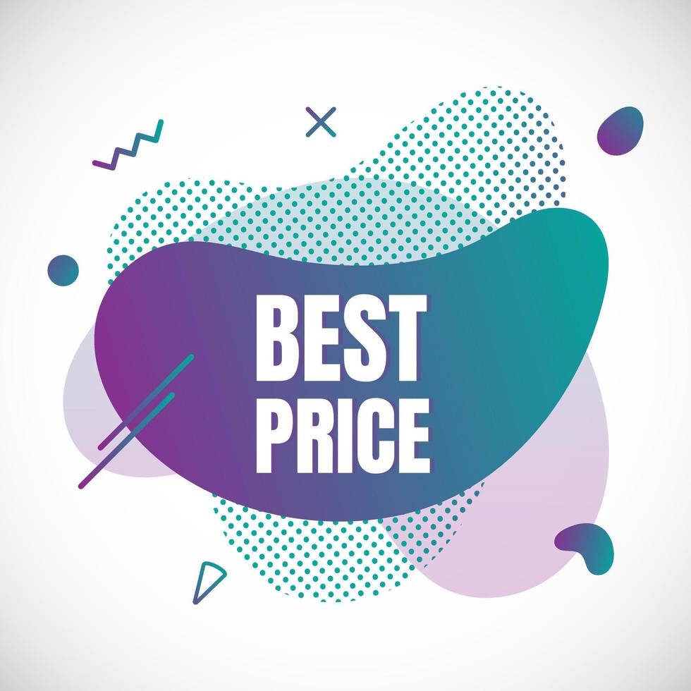 Modern liquid abstract special offer price sign BEST PRICE text gradient flat style design fluid vector colorful vector illustration banner simple shape advertising big sale or clearance symbol.