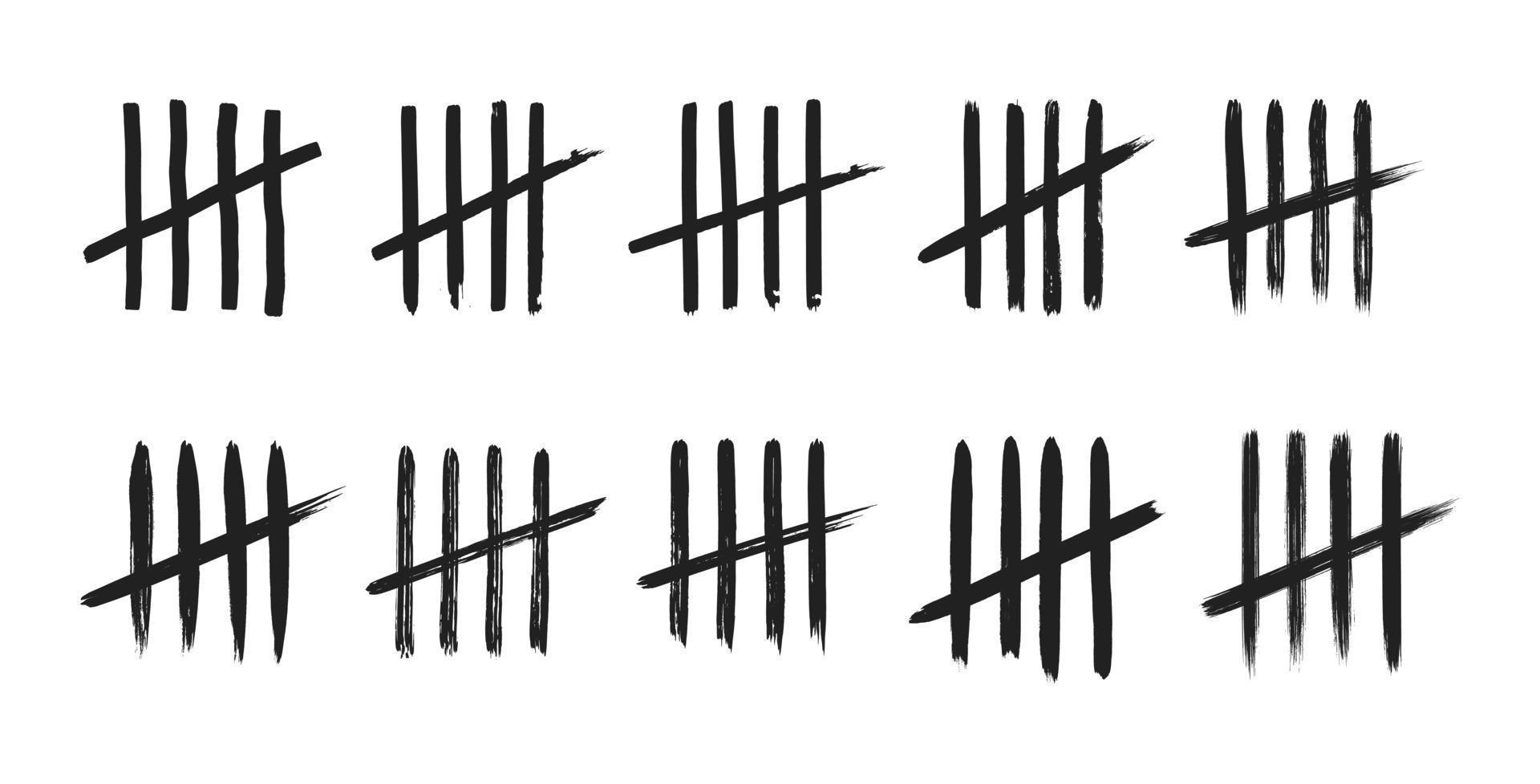 Tally marks on white board hand drawn dirty art style vector