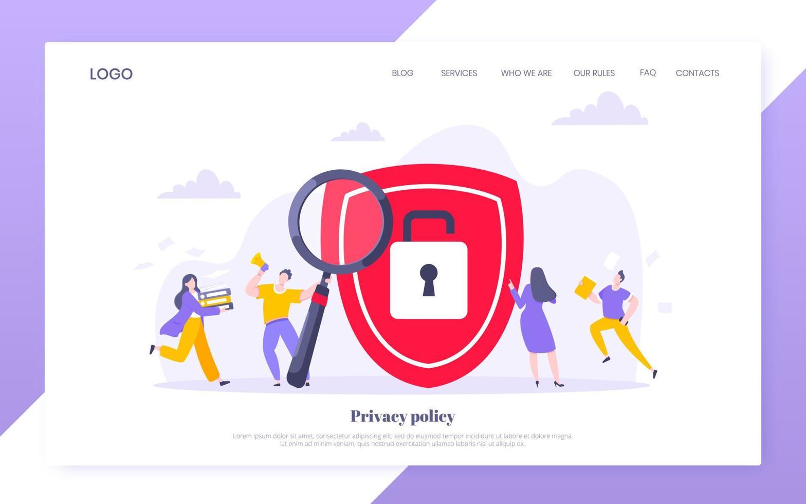 Privacy policy personal data protection business concept. vector