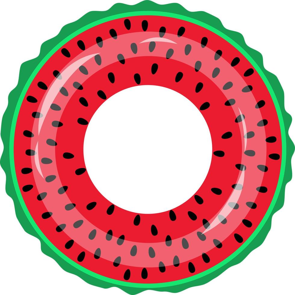 rubber inflatable ring for swimming watermelon. A toy for water and beach or safety travel. Lifebuoy lifebuoy for beach or ship vector