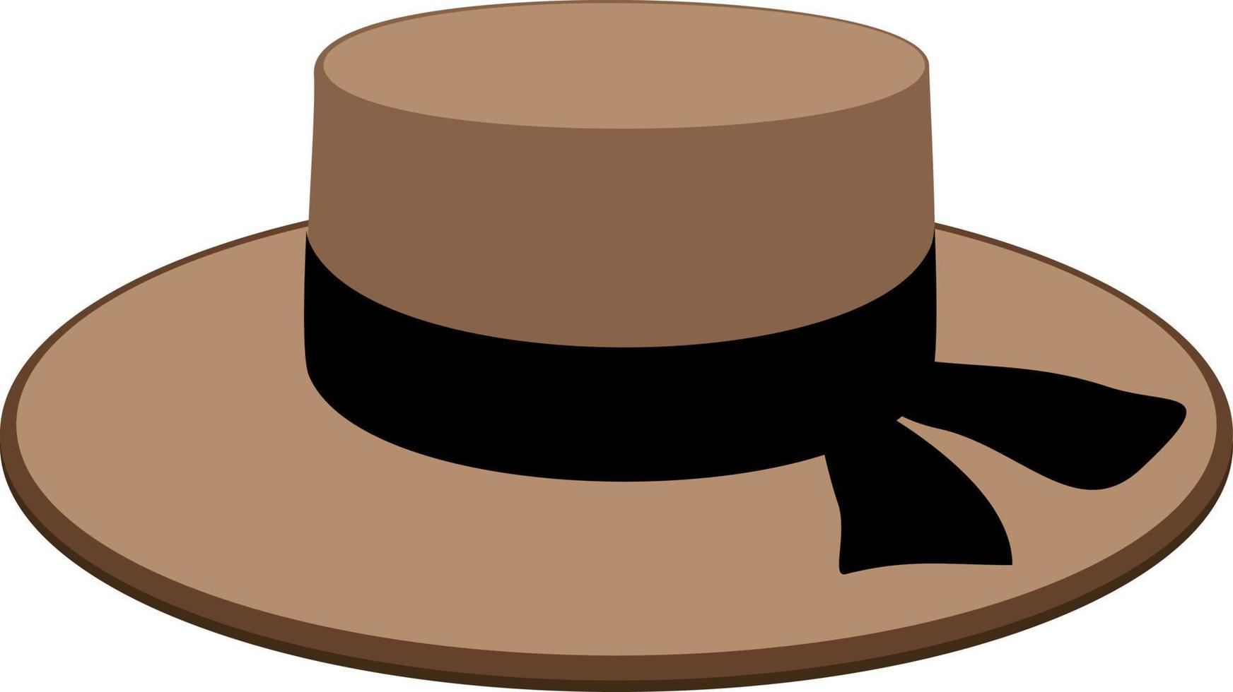 Men's hat. Black classic men's hat with brim. Vector illustration, flat design element, cartoon style