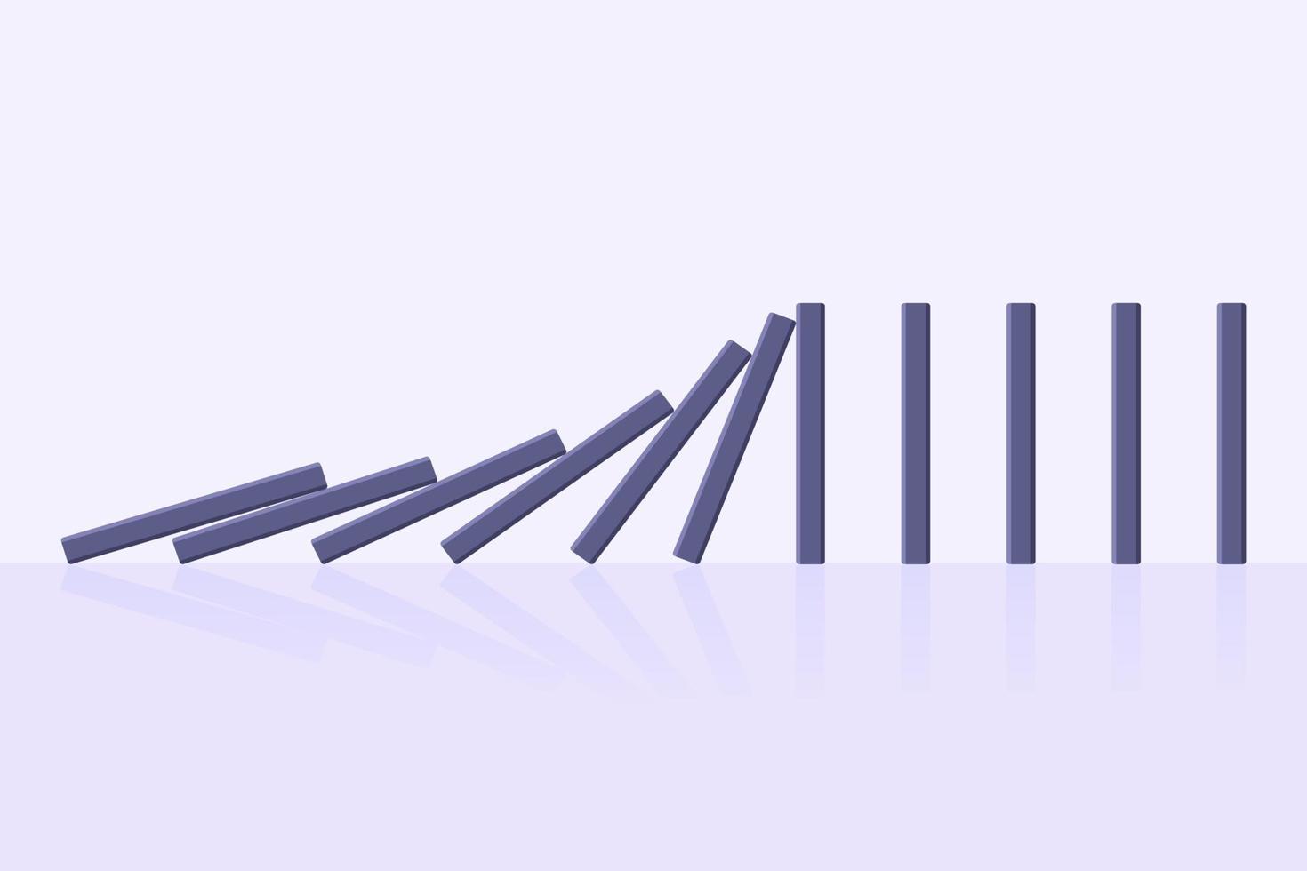 Domino effect business concept. Line in a row of falling board game blocks of dominoes flat style vector illustration.