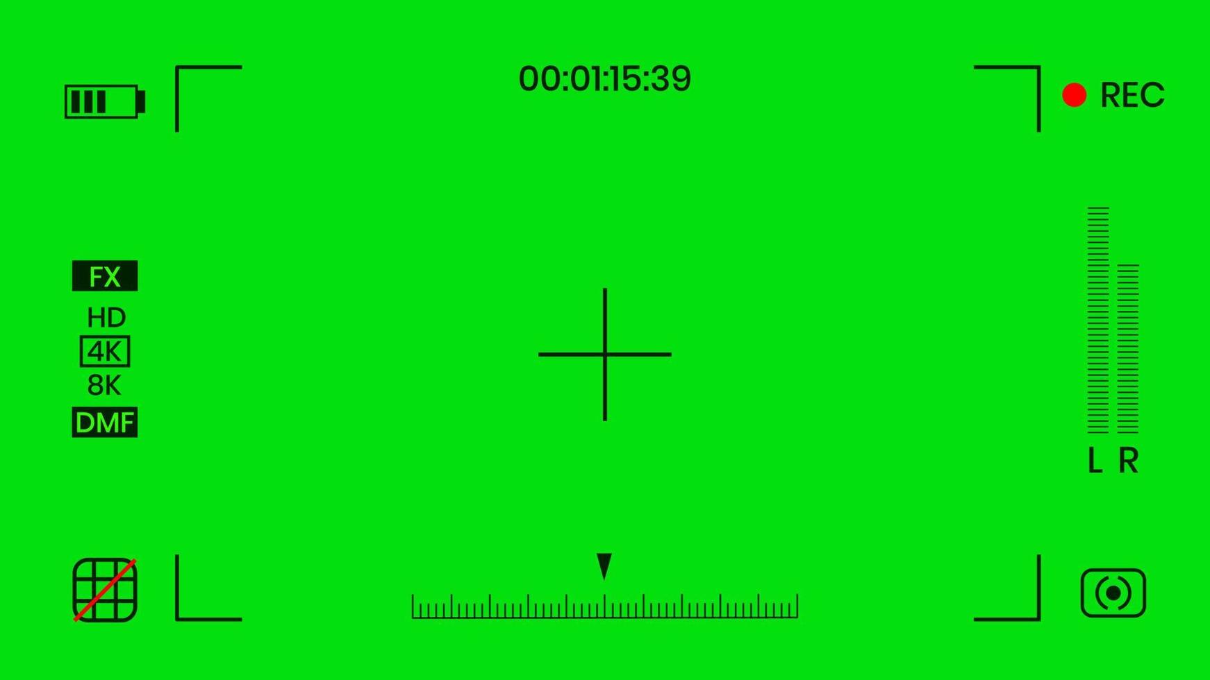 Green colored chroma key camera rec frame viewfinder overlay background