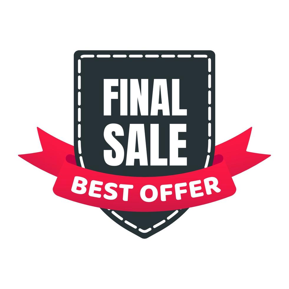 FINAL SALE best offer shield tag ribbon badge sale label concept template vector illustration isolated on white background. Web banners elements for website and advertising. Discount ribbon label.