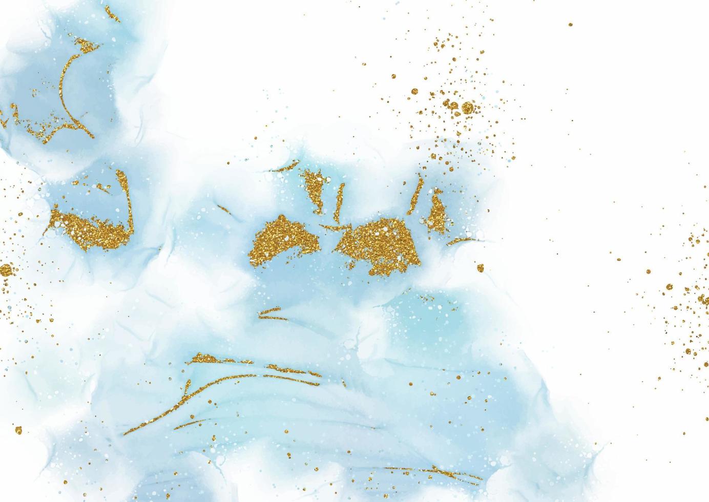 minimal alcohol ink design with gold glitter vector