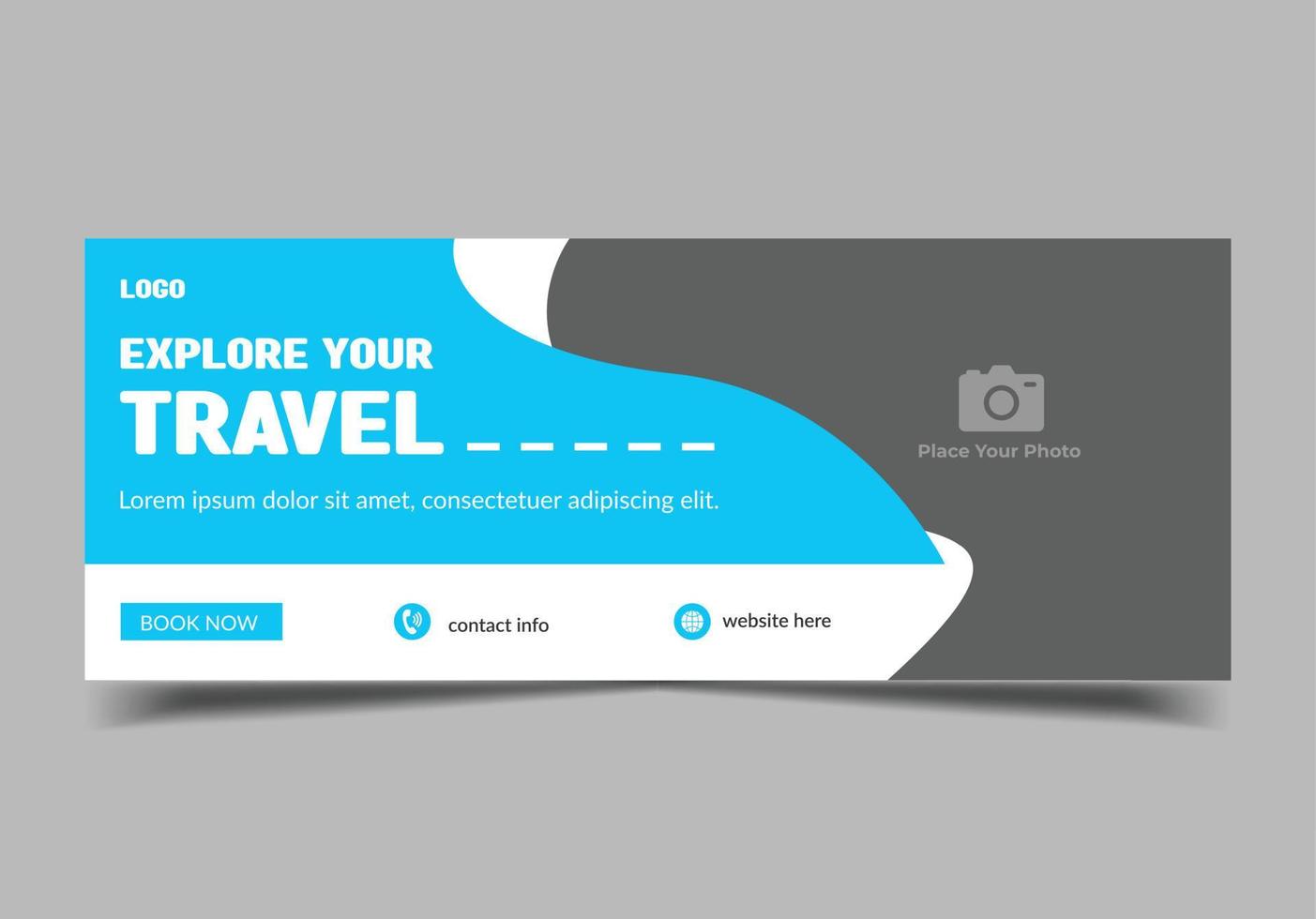 plantilla de banner de redes sociales de viajes de vacaciones, plantilla de banner web vector