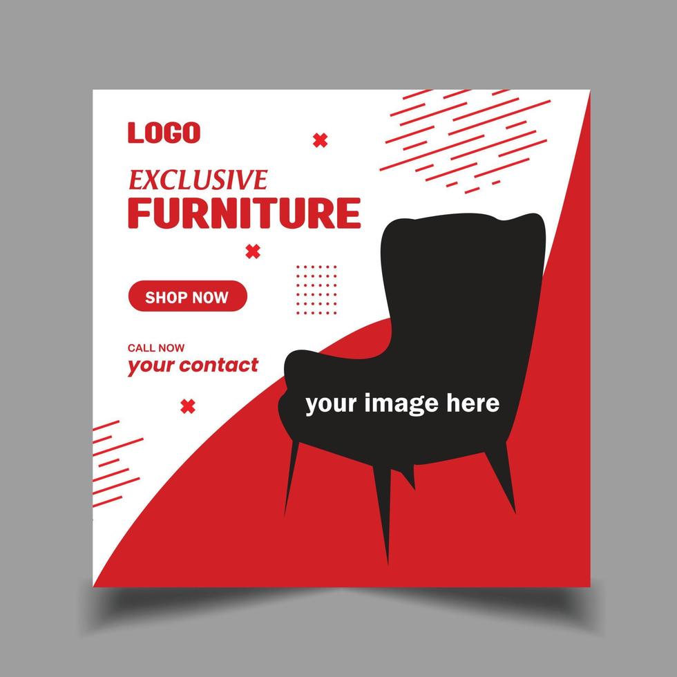 Furniture social media post template, web banner template vector