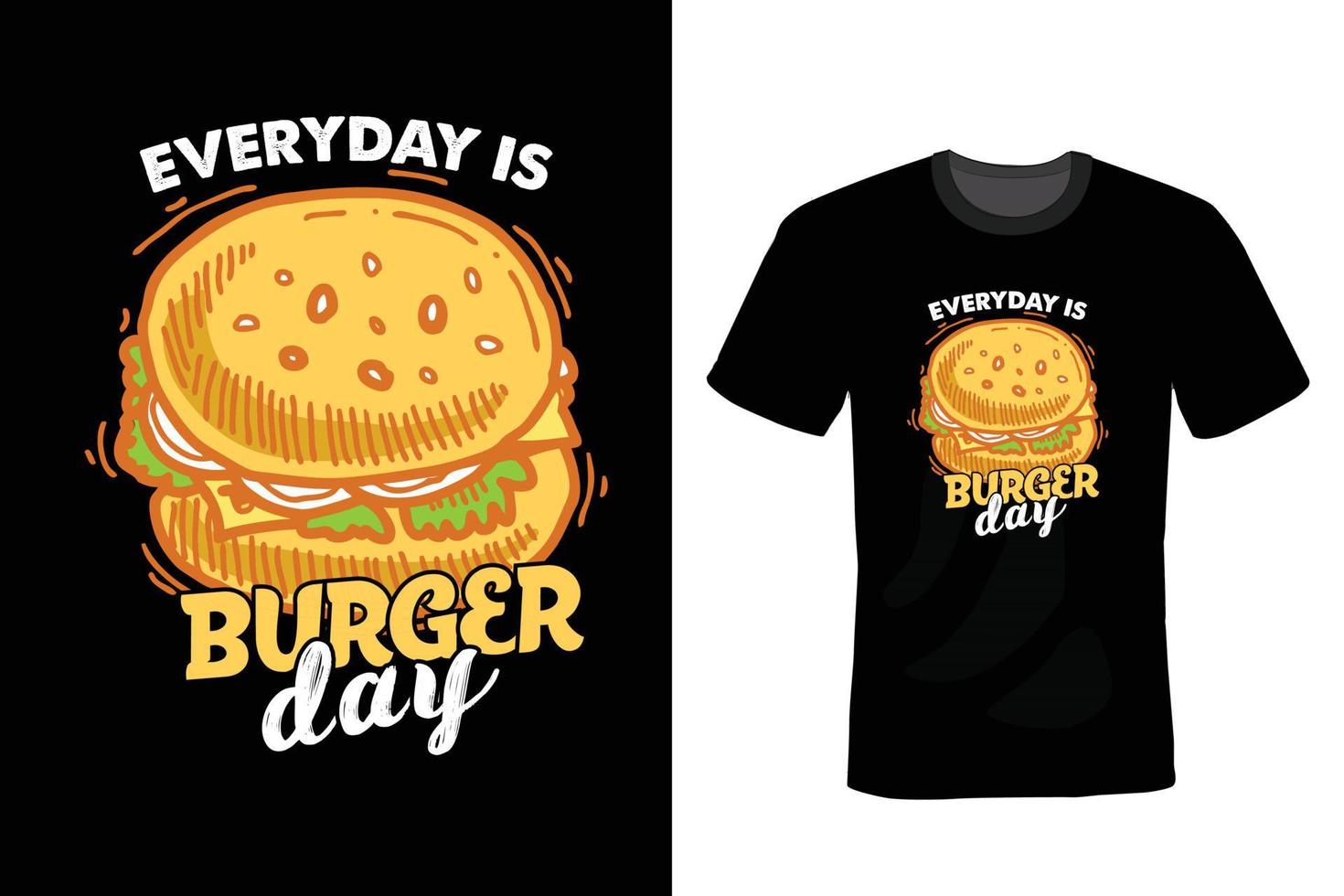 burger T-shirt design, typography, vintage vector