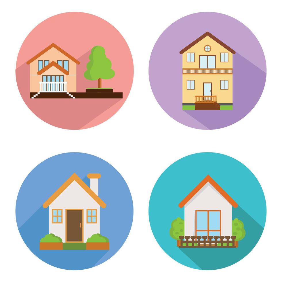 houses vector colorful flat style icons set. template elements for real estate