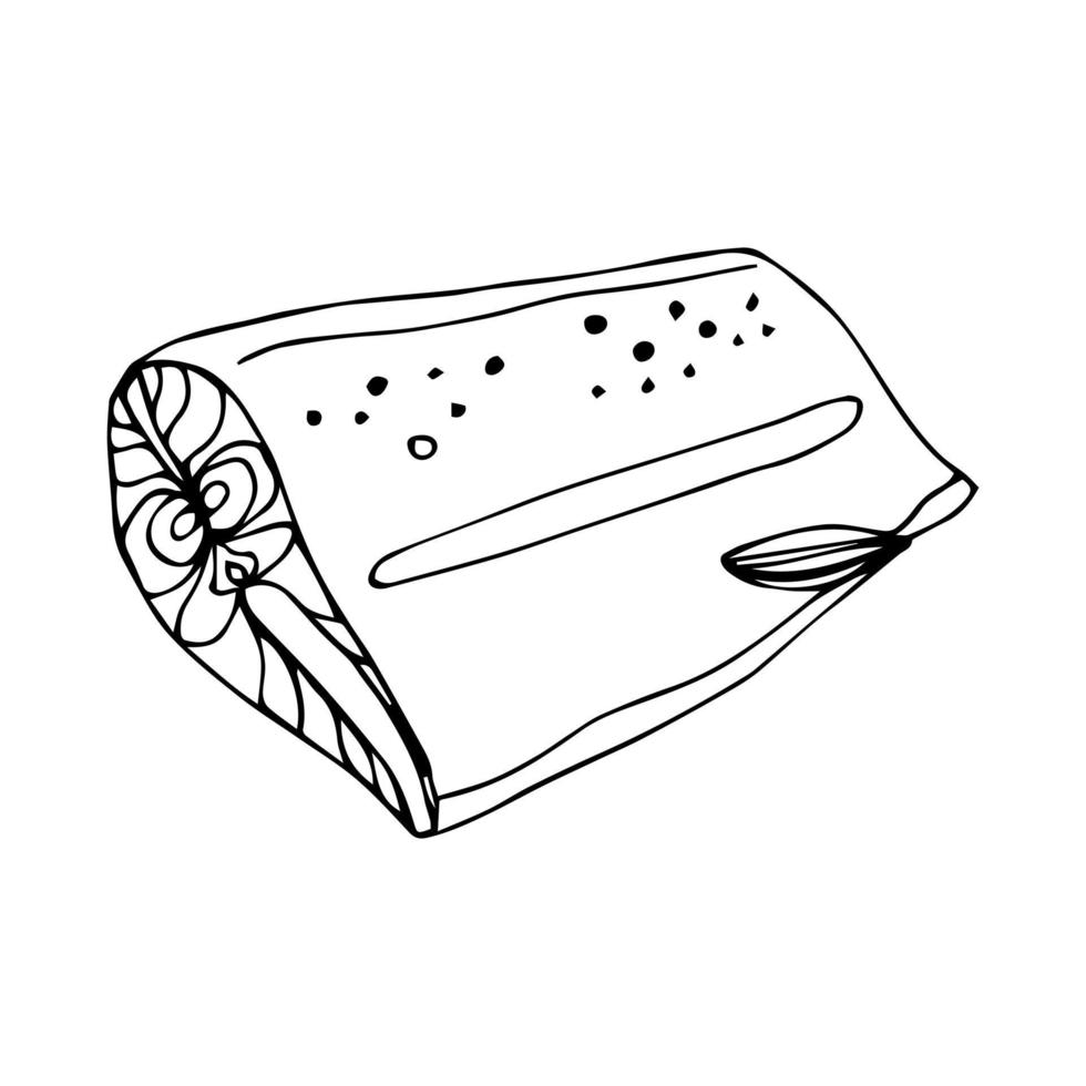 Steak of Red Fish, Salmon. Sketch Seafood Menu. Ink Illustration of Fresh salmon steak vector