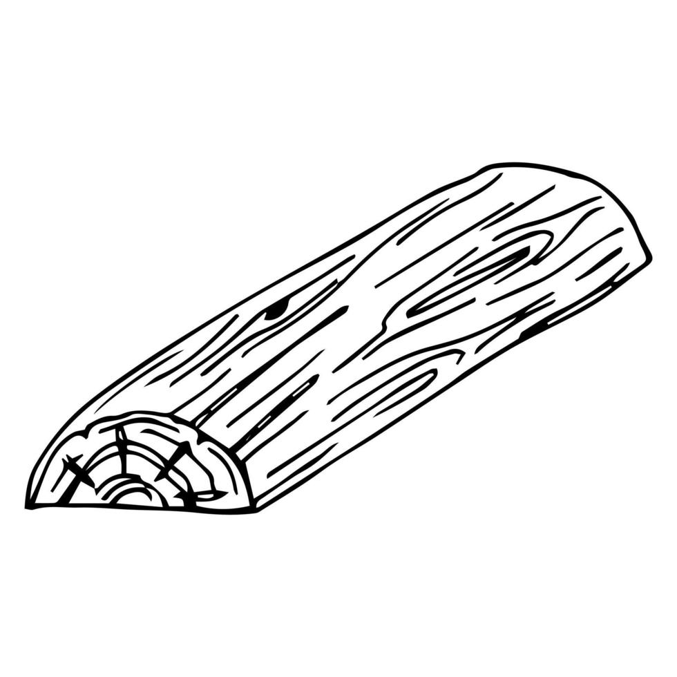 tronco de madera, tronco, garabato vectorial. tronco de árbol picado, ilustración de contorno. vector