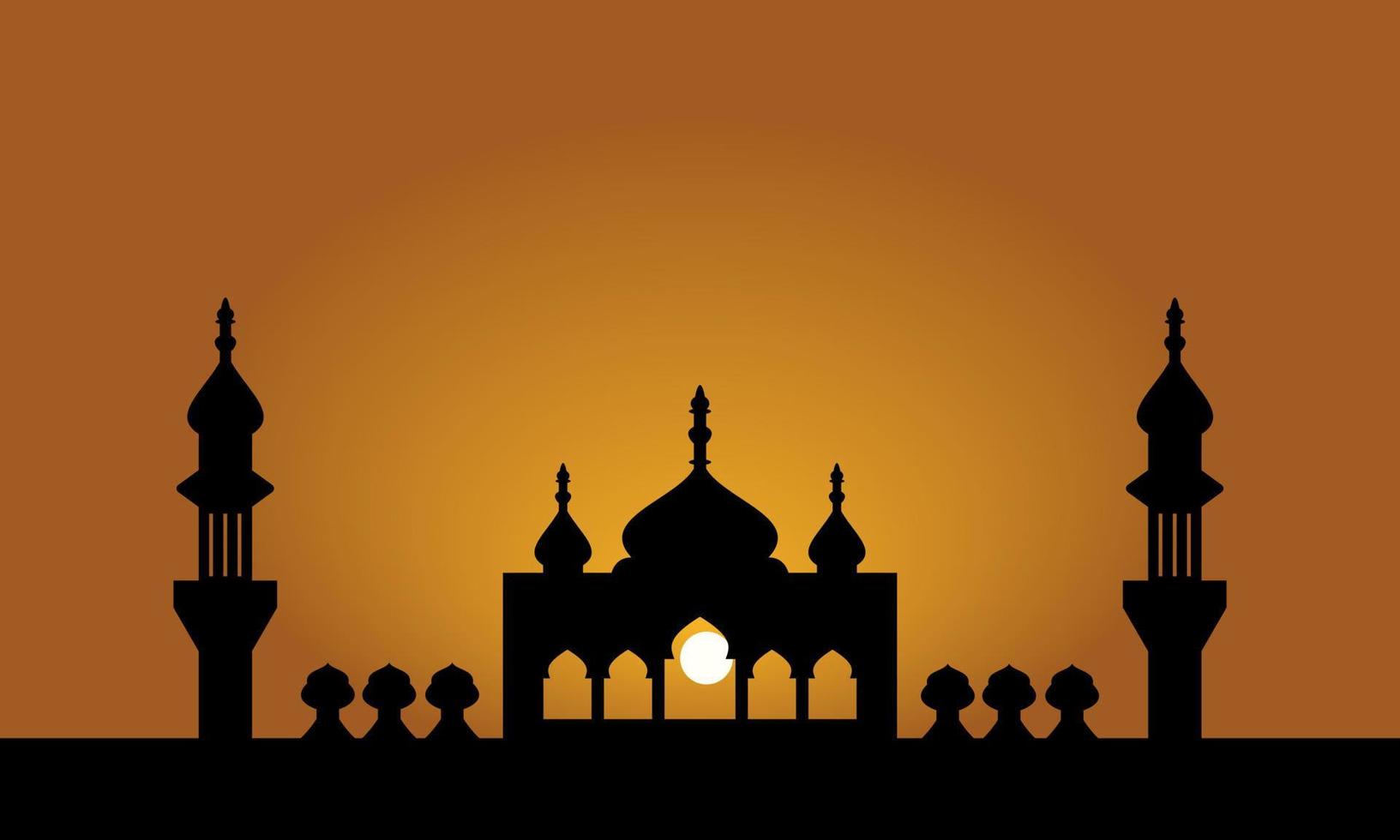 Mosque Silhouette with in sunset time  Vector Illustration Background for ramadan kareem