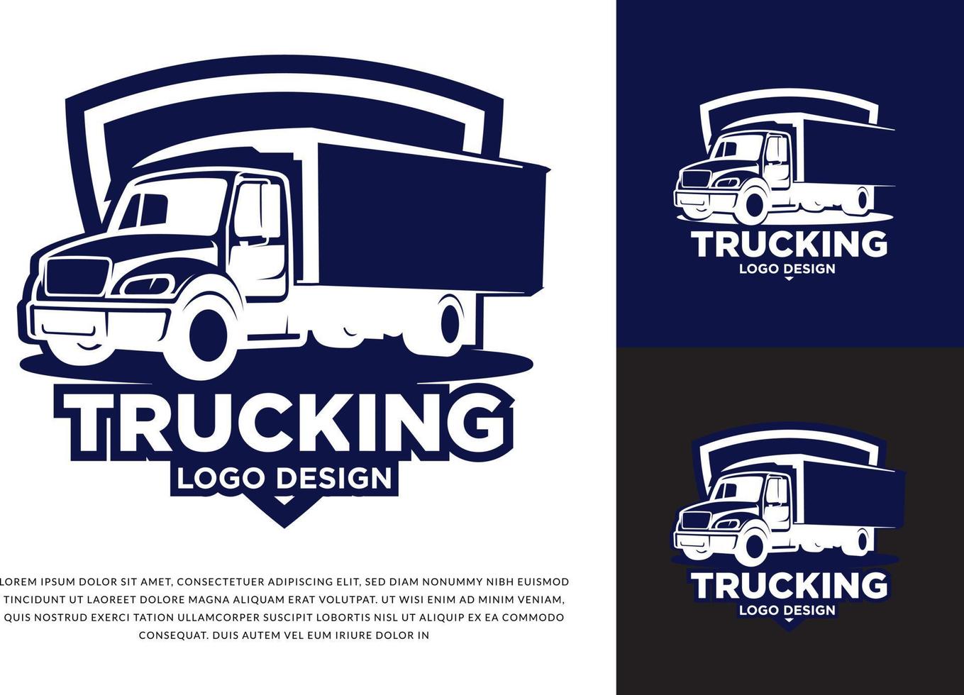 Transport Truck Logo Design With Shield vector